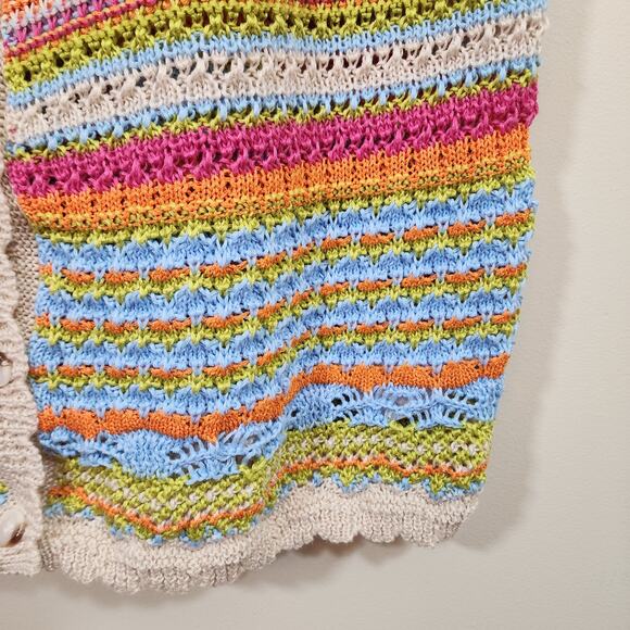 Grace + Karma colorful button front crochet sweater tank top woman's size medium - Picture 4 of 7